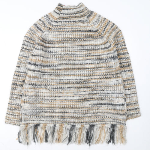 Primark Women’s Multicoloured L High Neck Chunky Knit Fringe Jumper