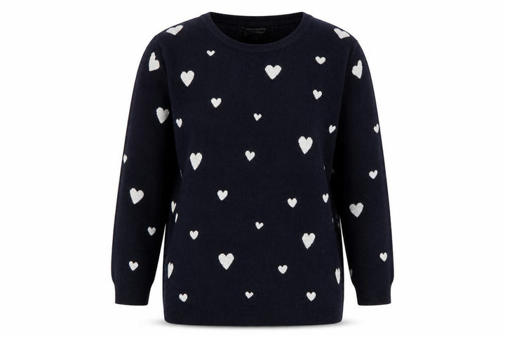 Monsoon Women's Blue Heart Knit Cotton Jumper Size 14