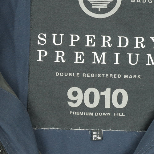 Superdry Women's Blue Size 6 Puffer Jacket with Faux Fur Hood