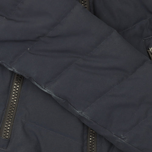 Superdry Women's Blue Size 6 Puffer Jacket with Faux Fur Hood