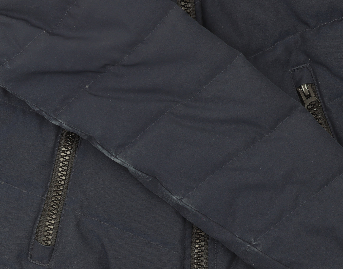Superdry Women's Blue Size 6 Puffer Jacket with Faux Fur Hood