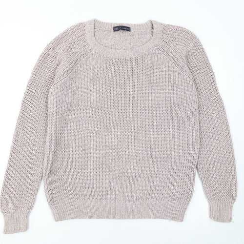 Marks and Spencer Womens Beige Chunky Knit Cotton Pullover Jumper UK 14