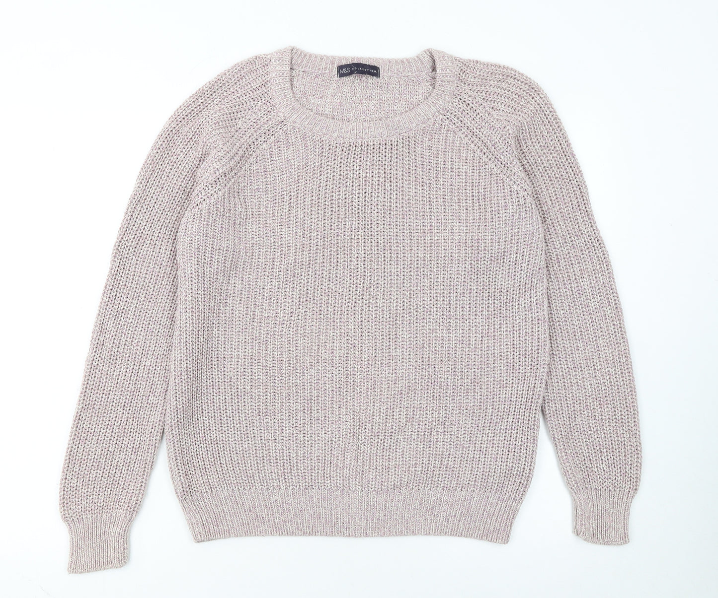 Marks and Spencer Womens Beige Chunky Knit Cotton Pullover Jumper UK 14