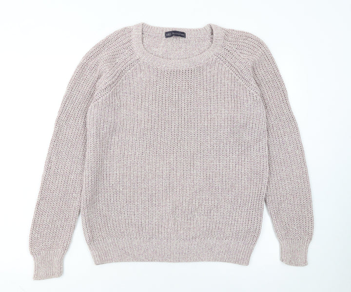 Marks and Spencer Womens Beige Chunky Knit Cotton Pullover Jumper UK 14