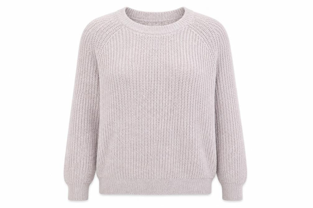 Front view of Marks & Spencer women’s beige chunky knit cotton jumper uk 14