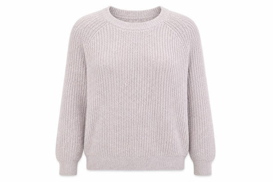 Front view of Marks & Spencer women’s beige chunky knit cotton jumper uk 14