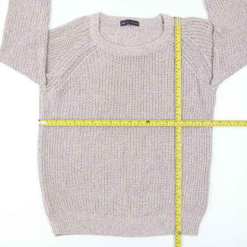 Marks and Spencer Womens Beige Chunky Knit Cotton Pullover Jumper UK 14