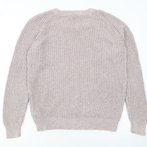 Marks and Spencer Womens Beige Chunky Knit Cotton Pullover Jumper UK 14