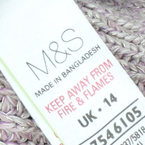 Marks and Spencer Womens Beige Chunky Knit Cotton Pullover Jumper UK 14