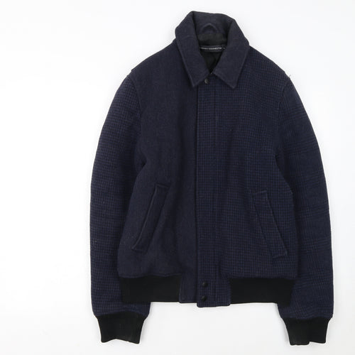 French Connection Men's Blue Wool Bomber Jacket Size M