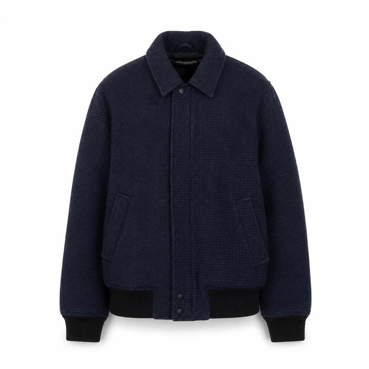 French Connection Men's Blue Wool Bomber Jacket Size M