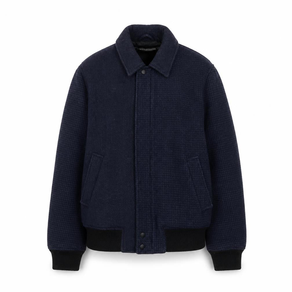 French Connection Men's Blue Wool Bomber Jacket Size M