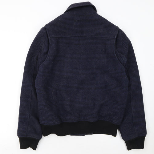French Connection Men's Blue Wool Bomber Jacket Size M