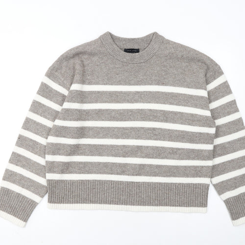New Look Women Beige Striped Knit Pullover Jumper Size M