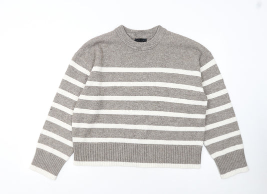 New Look Women Beige Striped Knit Pullover Jumper Size M
