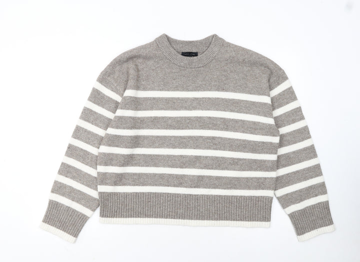 New Look Women Beige Striped Knit Pullover Jumper Size M
