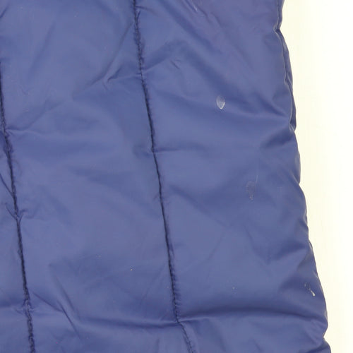 Damart Women Blue Mid-Length Puffer Coat Size 14 Lined Full Zip Jacket