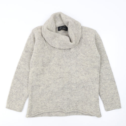 Scott Officer Women's Beige Wool Cowl Neck Jumper Size M