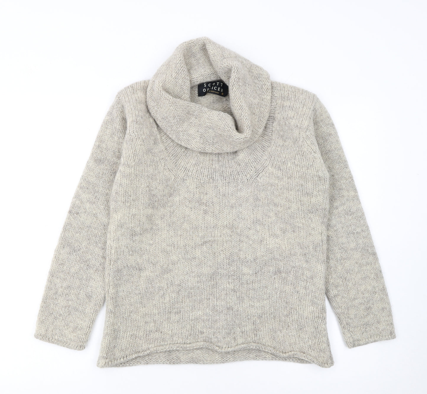 Scott Officer Women's Beige Wool Cowl Neck Jumper Size M