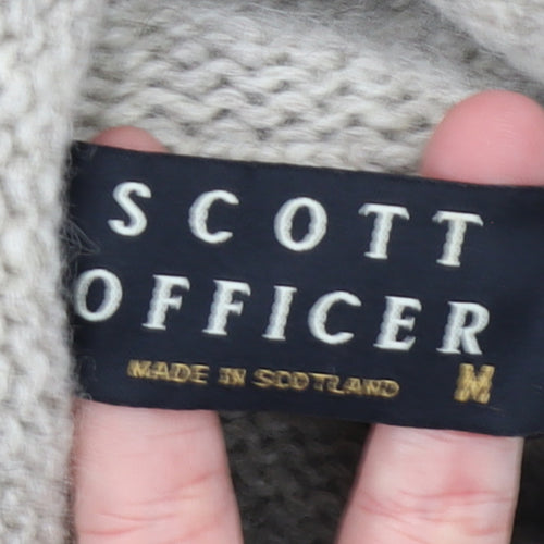 Scott Officer Women's Beige Wool Cowl Neck Jumper Size M