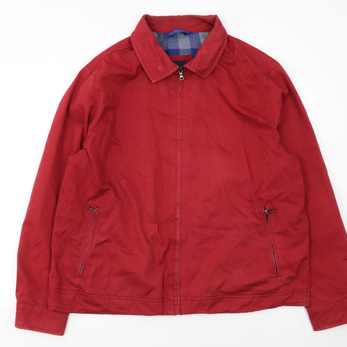 Marks and Spencer Mens Red Cotton Full Zip Jacket 2XL Casual