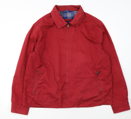 Marks and Spencer Mens Red Cotton Full Zip Jacket 2XL Casual