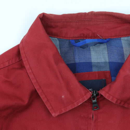 Marks and Spencer Mens Red Cotton Full Zip Jacket 2XL Casual