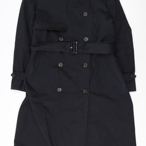 Marks and Spencer Women’s Black Size 16 Long Trench Coat Belted Twill
