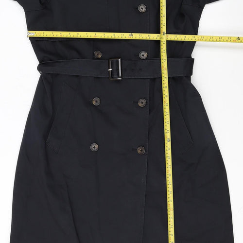 Marks and Spencer Women’s Black Size 16 Long Trench Coat Belted Twill