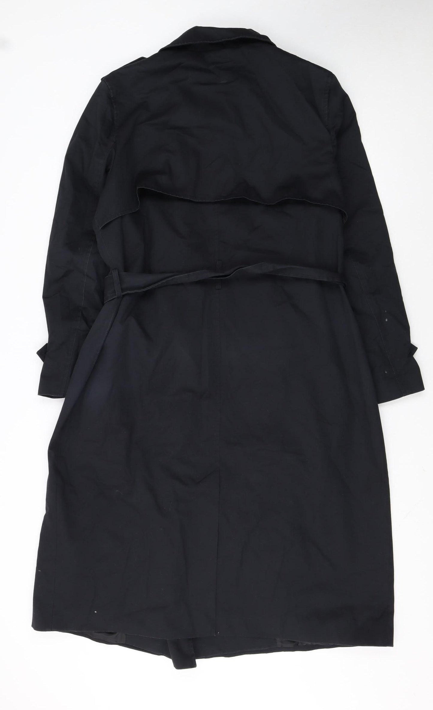 Marks and Spencer Women’s Black Size 16 Long Trench Coat Belted Twill
