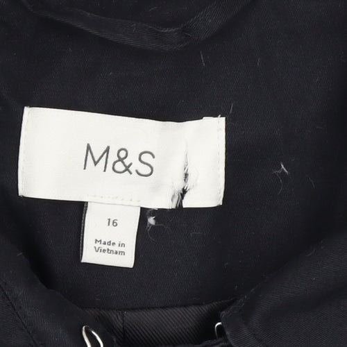 Marks and Spencer Women’s Black Size 16 Long Trench Coat Belted Twill