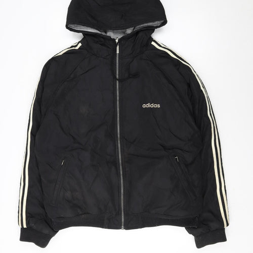 Adidas Men's Black L Hooded Full Zip Bomber Jacket 44in