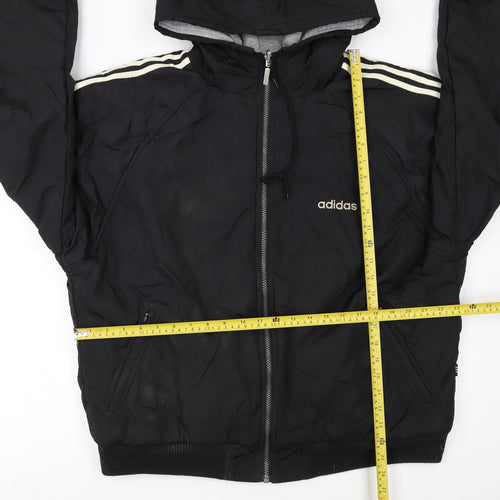 Adidas Men's Black L Hooded Full Zip Bomber Jacket 44in