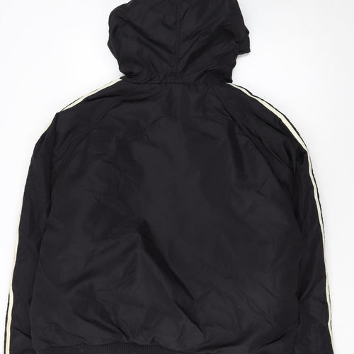 Adidas Men's Black L Hooded Full Zip Bomber Jacket 44in