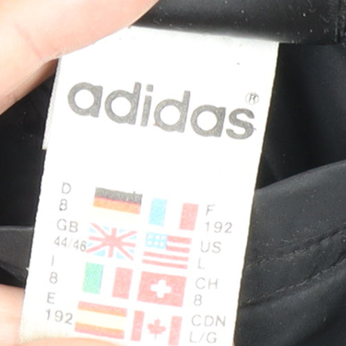 Adidas Men's Black L Hooded Full Zip Bomber Jacket 44in