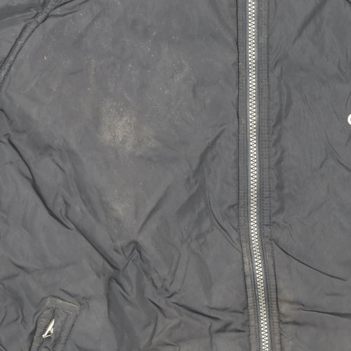 Adidas Men's Black L Hooded Full Zip Bomber Jacket 44in
