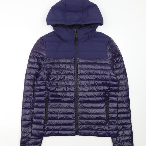 Superdry Womens Blue Hooded Puffer Jacket Size 14
