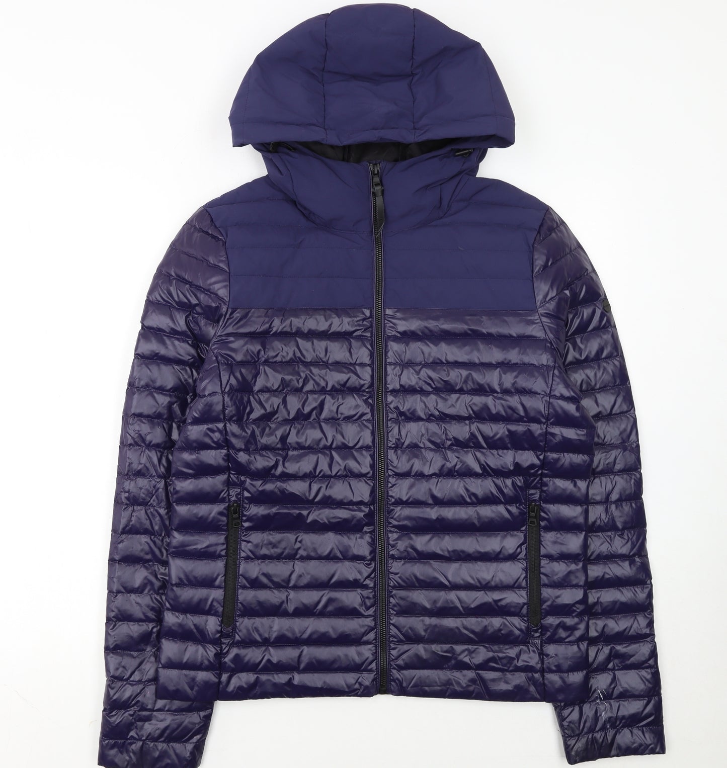 Superdry Womens Blue Hooded Puffer Jacket Size 14