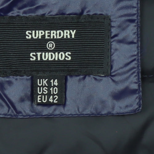 Superdry Womens Blue Hooded Puffer Jacket Size 14
