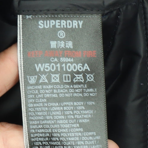 Superdry Womens Blue Hooded Puffer Jacket Size 14