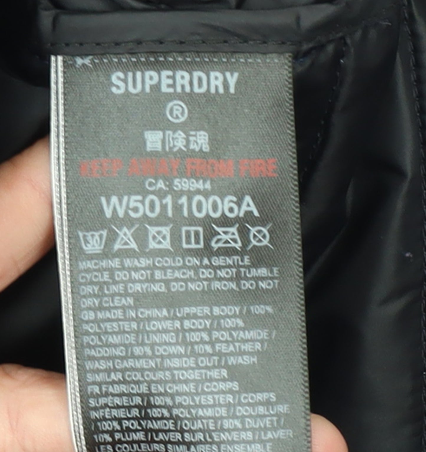Superdry Womens Blue Hooded Puffer Jacket Size 14