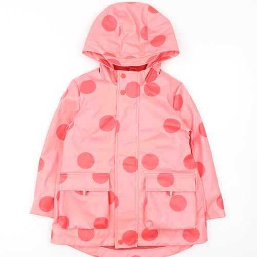 Marks and Spencer Girls Pink Polka Dot Rain Coat 4-5 Years Hooded Waterproof