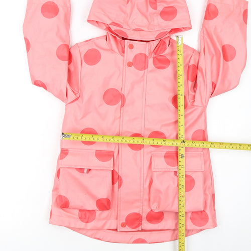 Marks and Spencer Girls Pink Polka Dot Rain Coat 4-5 Years Hooded Waterproof