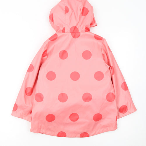 Marks and Spencer Girls Pink Polka Dot Rain Coat 4-5 Years Hooded Waterproof