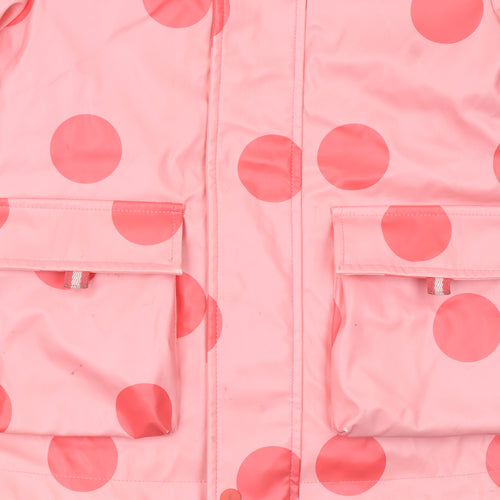 Marks and Spencer Girls Pink Polka Dot Rain Coat 4-5 Years Hooded Waterproof