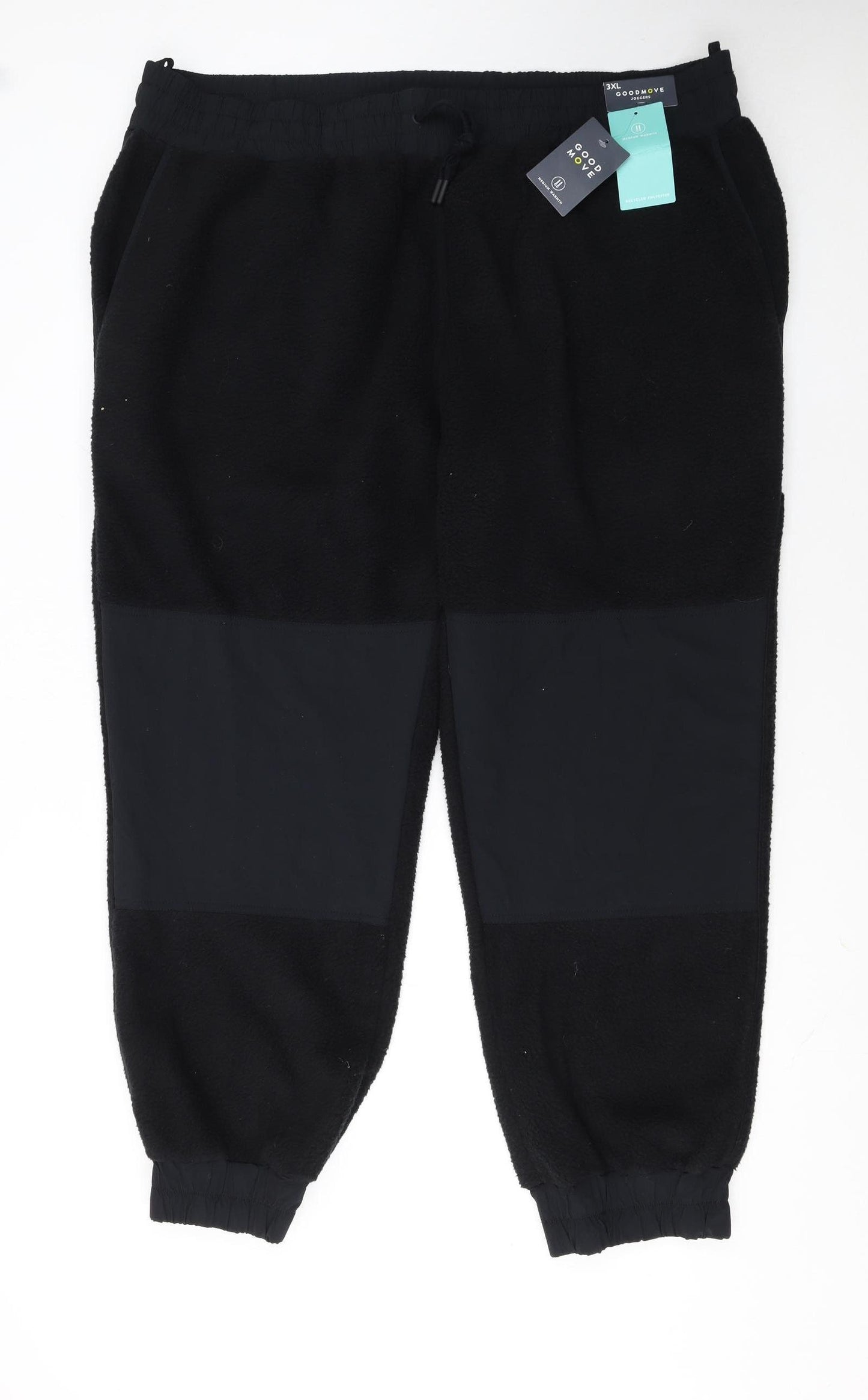 Marks and Spencer Men Black 3XL Fleece Joggers with Zip Pockets