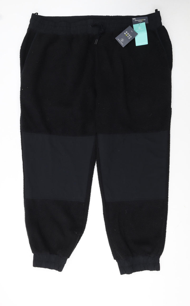 Marks and Spencer Men Black 3XL Fleece Joggers with Zip Pockets