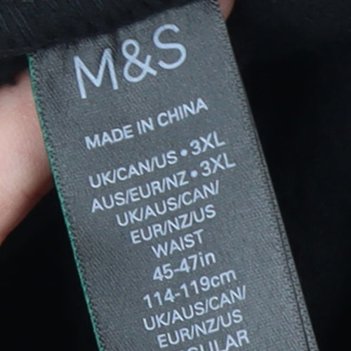 Marks and Spencer Men Black 3XL Fleece Joggers with Zip Pockets