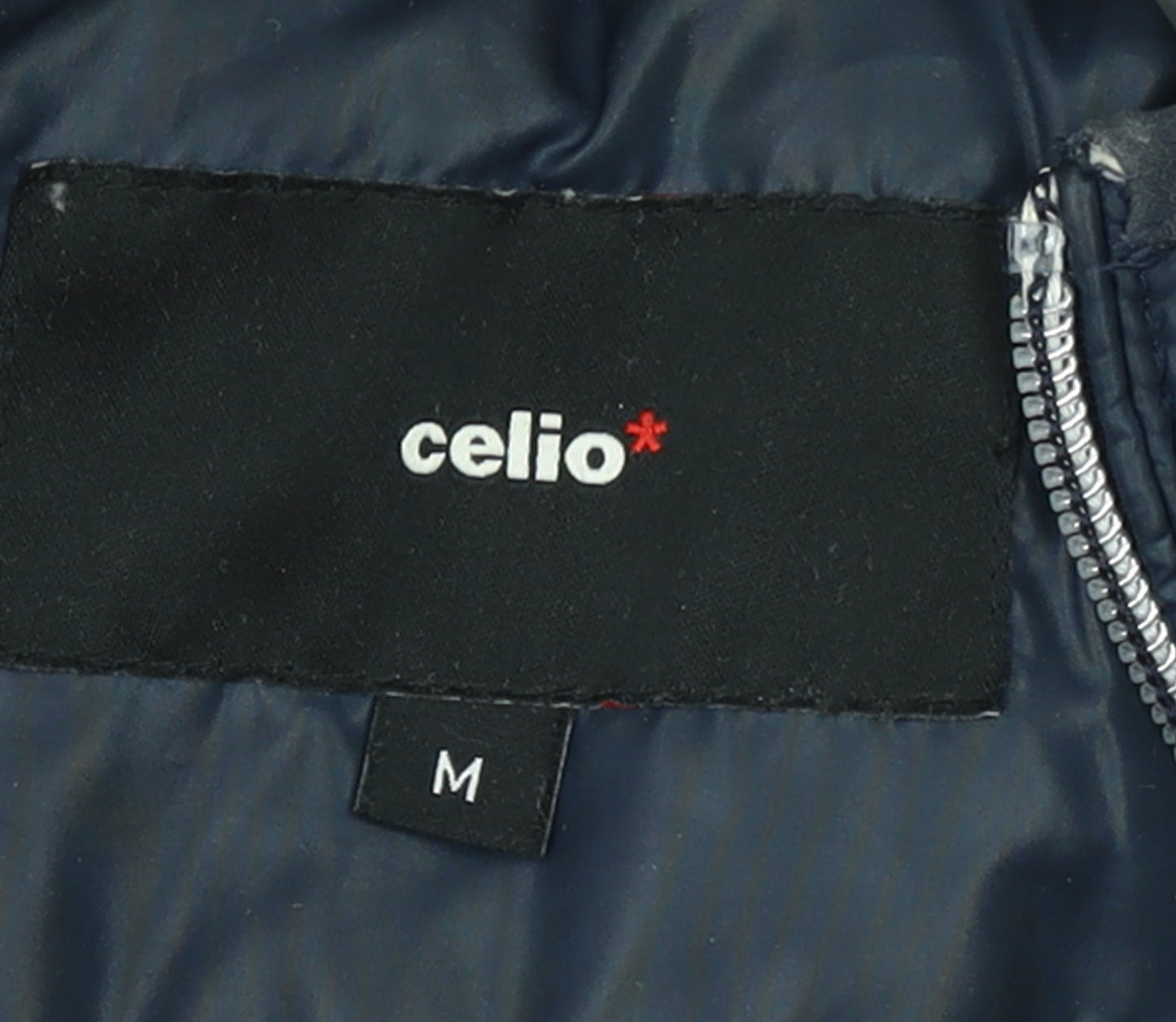 Celio Men's Blue Hooded Puffer Jacket Size M Full Zip Winter Coat
