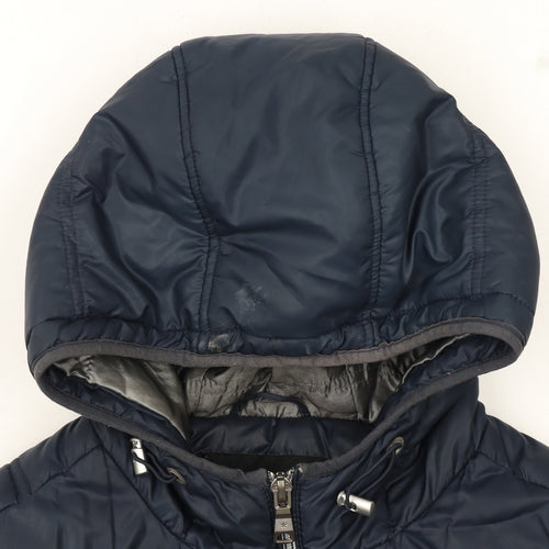 Celio Men's Blue Hooded Puffer Jacket Size M Full Zip Winter Coat